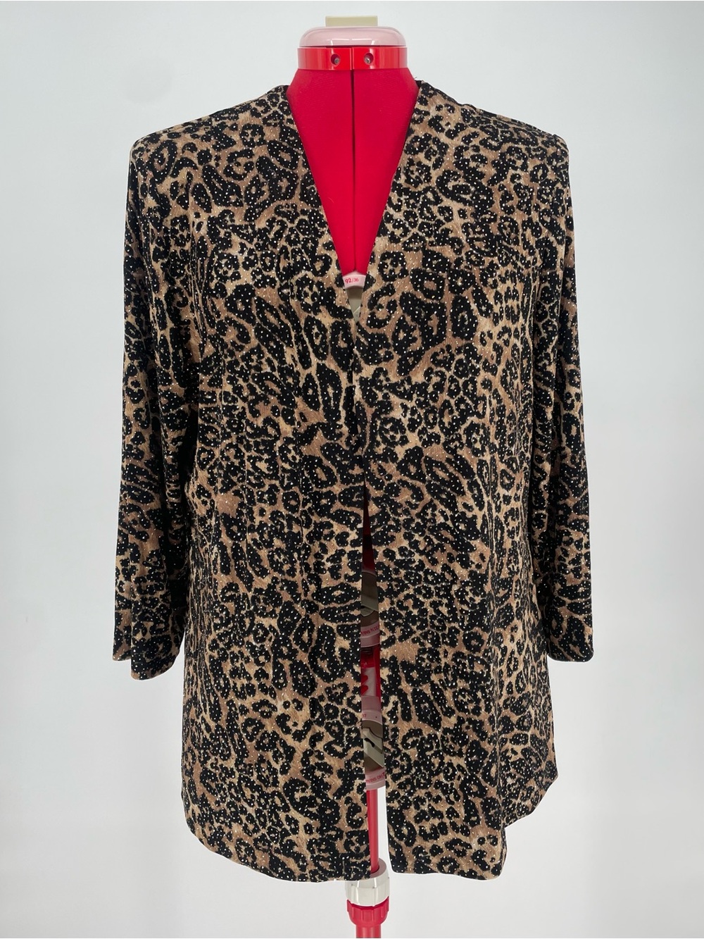 80s 90s Alex Evenings Leopard Print Black & Brown Cardigan / Duster Jacket